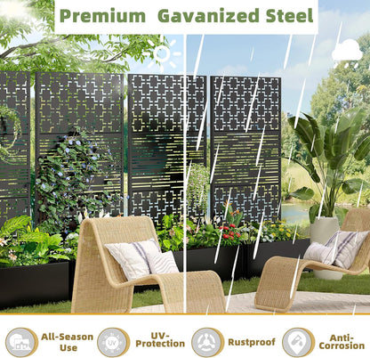 Casaphoria Metal Raised Garden Bed with Trellis and Wheels, 72"x47"x16" Planter Box for Climbing Plants, Vegetables & Vines, Features Drainage Holes and Privacy Screen (Black-Louver) - Colors C