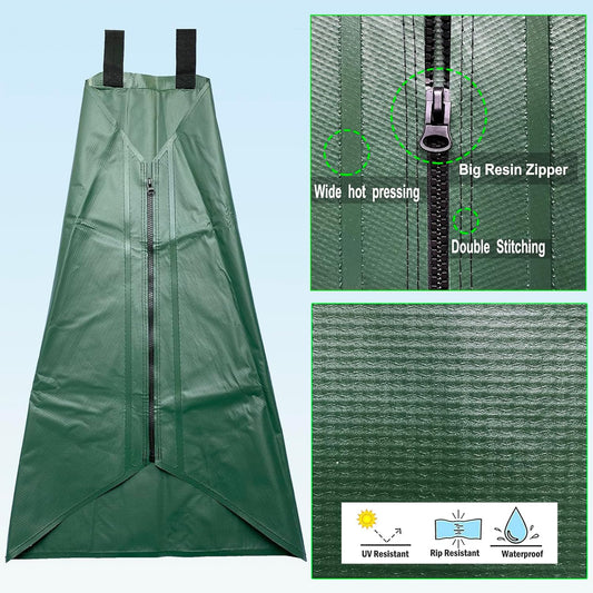 20gal Tree Watering Ring with Coconut Fiber Mulch Ring, Deep Root&Slow Release&Automatic Drip Irrigation Watering System for Trees and shrubs (2*Watering Ring +2* Mulch Mat)