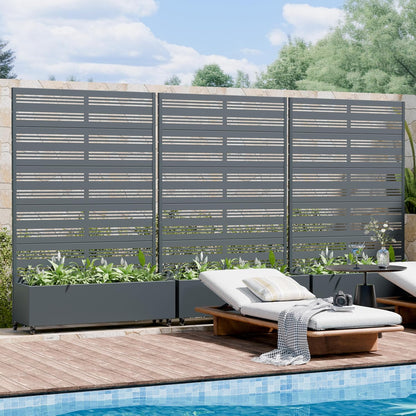 Casaphoria Metal Raised Garden Bed with Trellis and Wheels, 72"x47"x16" Planter Box for Climbing Plants, Vegetables & Vines, Features Drainage Holes and Privacy Screen (Black-Louver) - Colors C