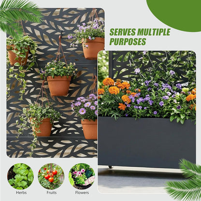 Casaphoria Metal Raised Garden Bed with Trellis and Wheels, 72"x47"x16" Planter Box for Climbing Plants, Vegetables & Vines, Features Drainage Holes and Privacy Screen (Black-Louver) - Colors A
