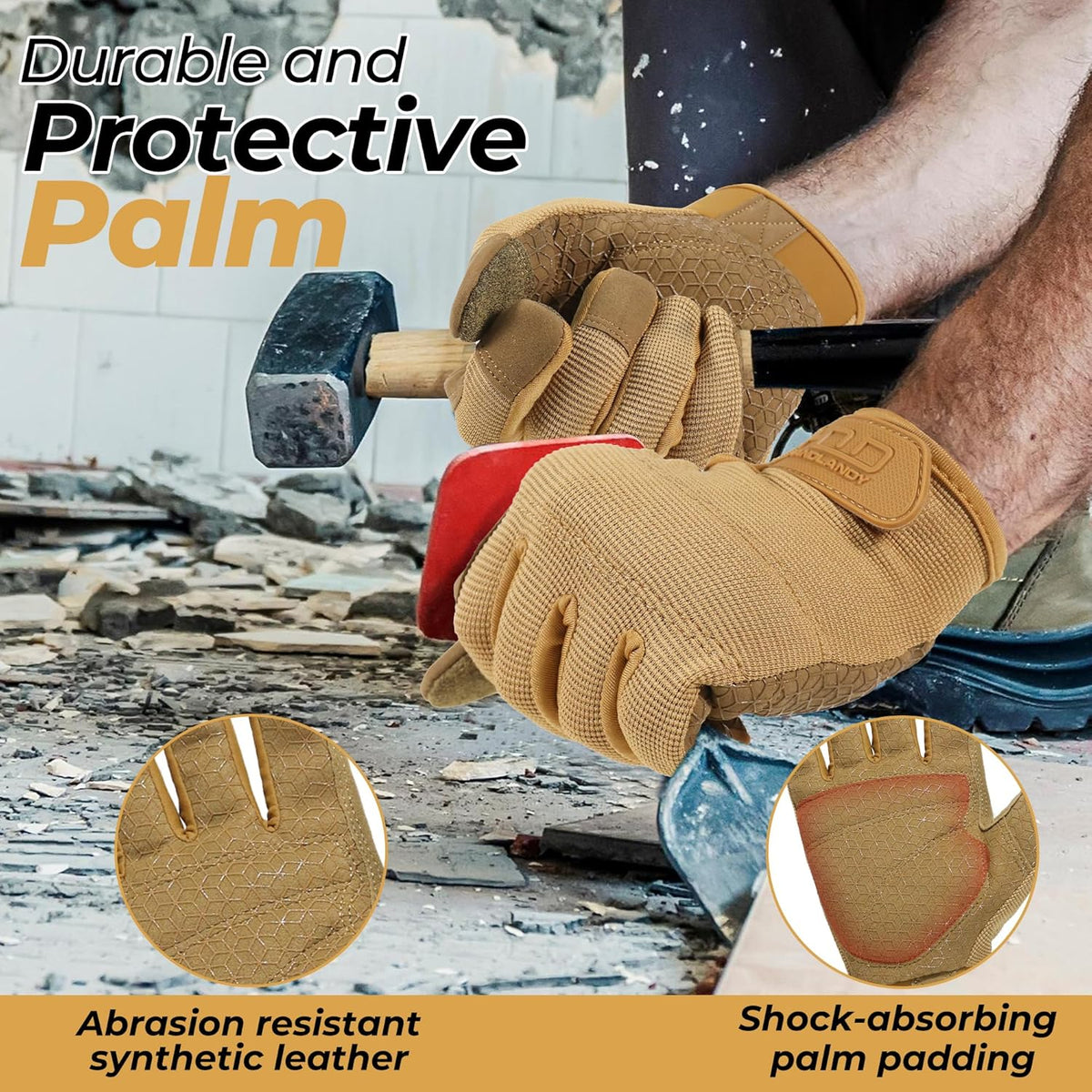 Work Gloves for Men & Women, Utility Mechanic Working Gloves Touch Screen, Flexible Gardening Gloves for Yard
