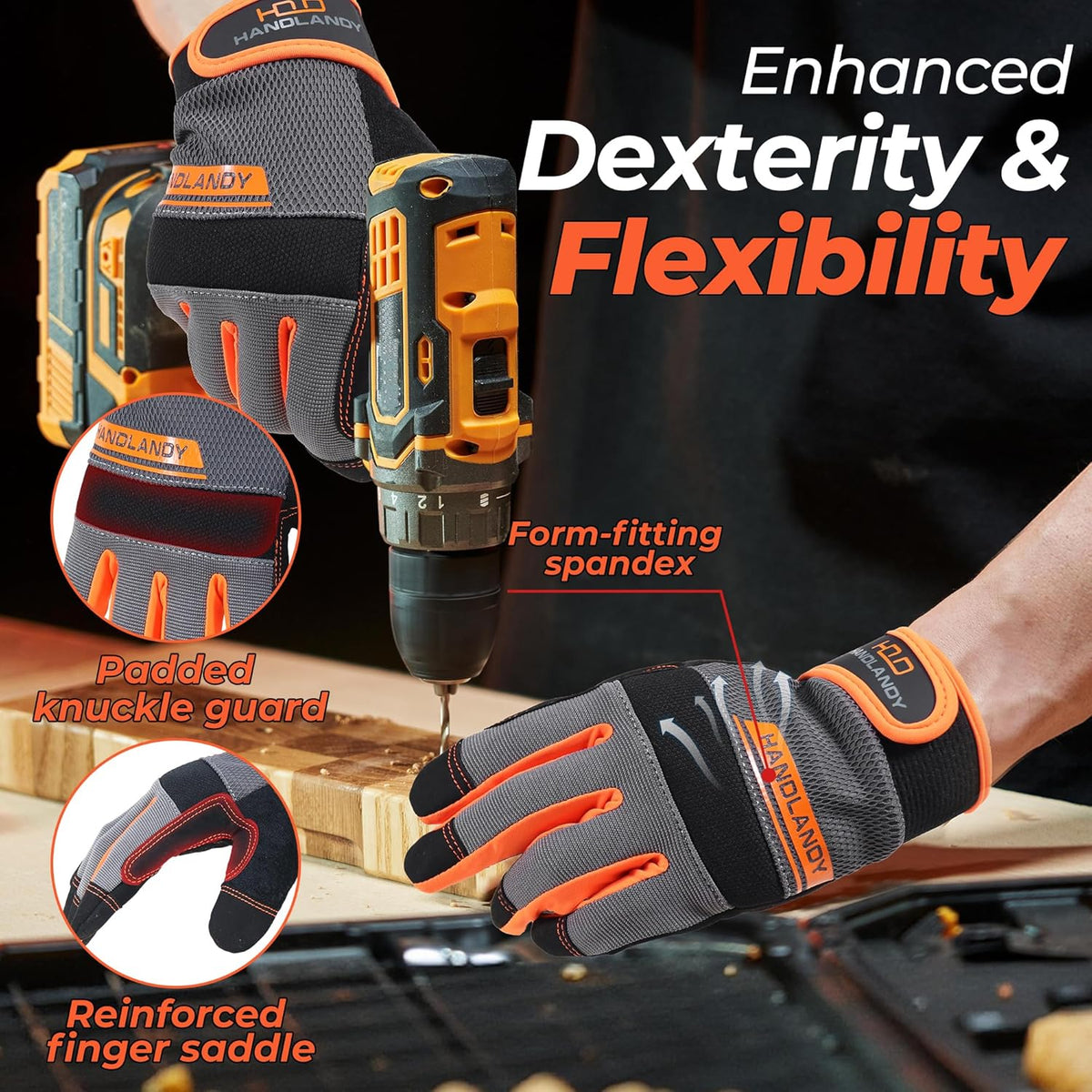 Work Gloves for Men & Women, Utility Mechanic Working Gloves Touch Screen, Flexible Gardening Gloves for Yard