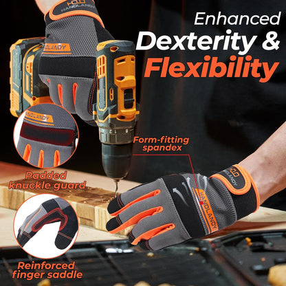 Work Gloves for Men & Women, Utility Mechanic Working Gloves Touch Screen, Flexible Gardening Gloves for Yard