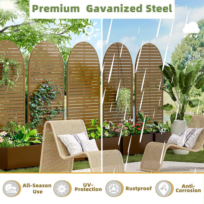 Casaphoria Metal Raised Garden Bed with Trellis and Wheels, 72"x47"x16" Planter Box for Climbing Plants, Vegetables & Vines, Features Drainage Holes and Privacy Screen (Black-Louver) - Colors D