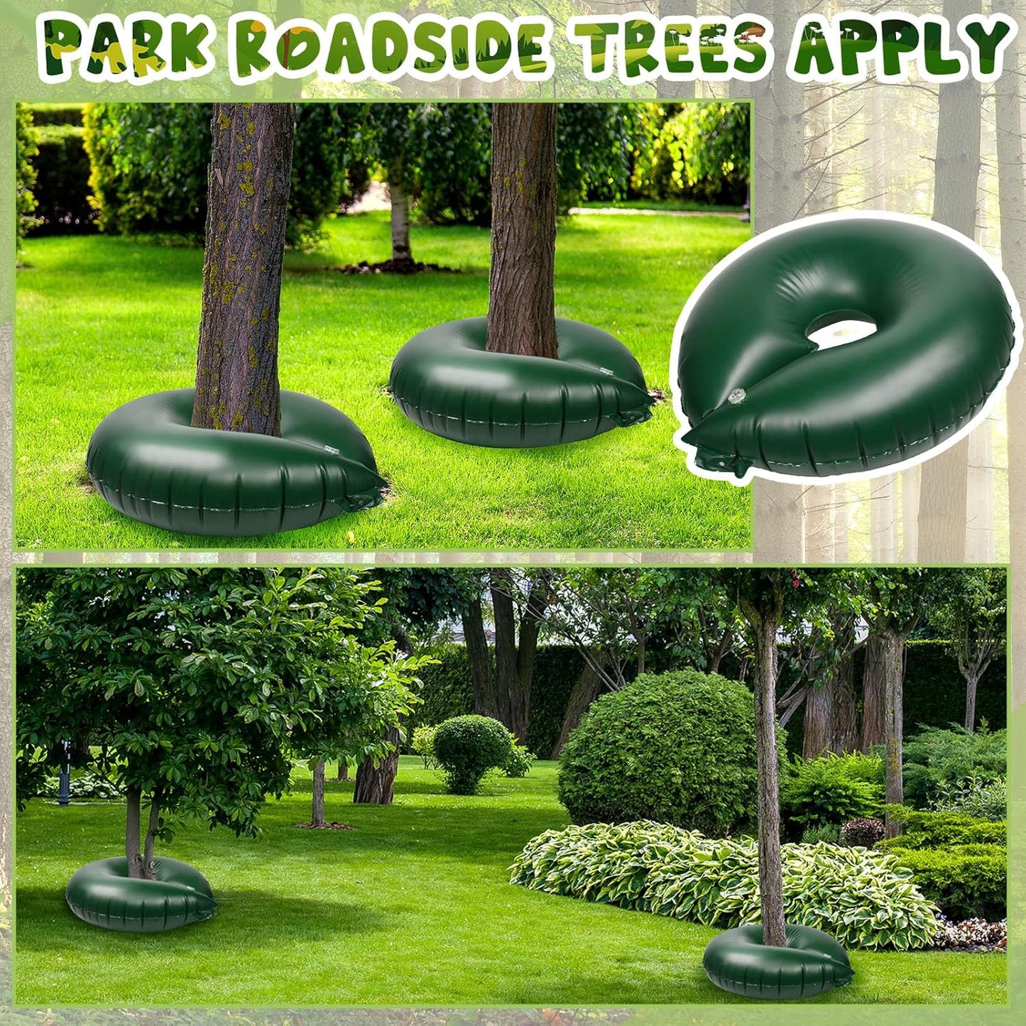 Roshtia 2 Pack 15 Gallon Tree Watering Ring Bag Slow Release Reusable Tree Bag Bulk Heavy Duty Automatic Drip Irrigation Ring PVC Root Water System for Garden Newly Planted (Brown)
