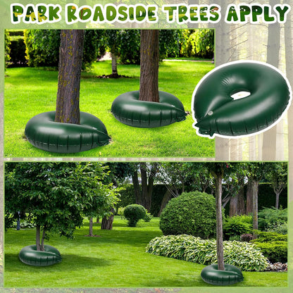 Roshtia 2 Pack 15 Gallon Tree Watering Ring Bag Slow Release Reusable Tree Bag Bulk Heavy Duty Automatic Drip Irrigation Ring PVC Root Water System for Garden Newly Planted (Brown)
