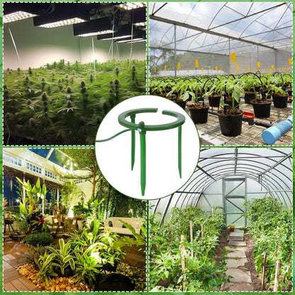 Tujoe 4 Set Water Ring 3 Leg Support Drip Emitter Drip Ring with 1/8 Inch Barbed Inlet Fitting Removable Stakes for Grow Media Irrigation System Rain Watering Tree Plants, Green (5 Inch)
