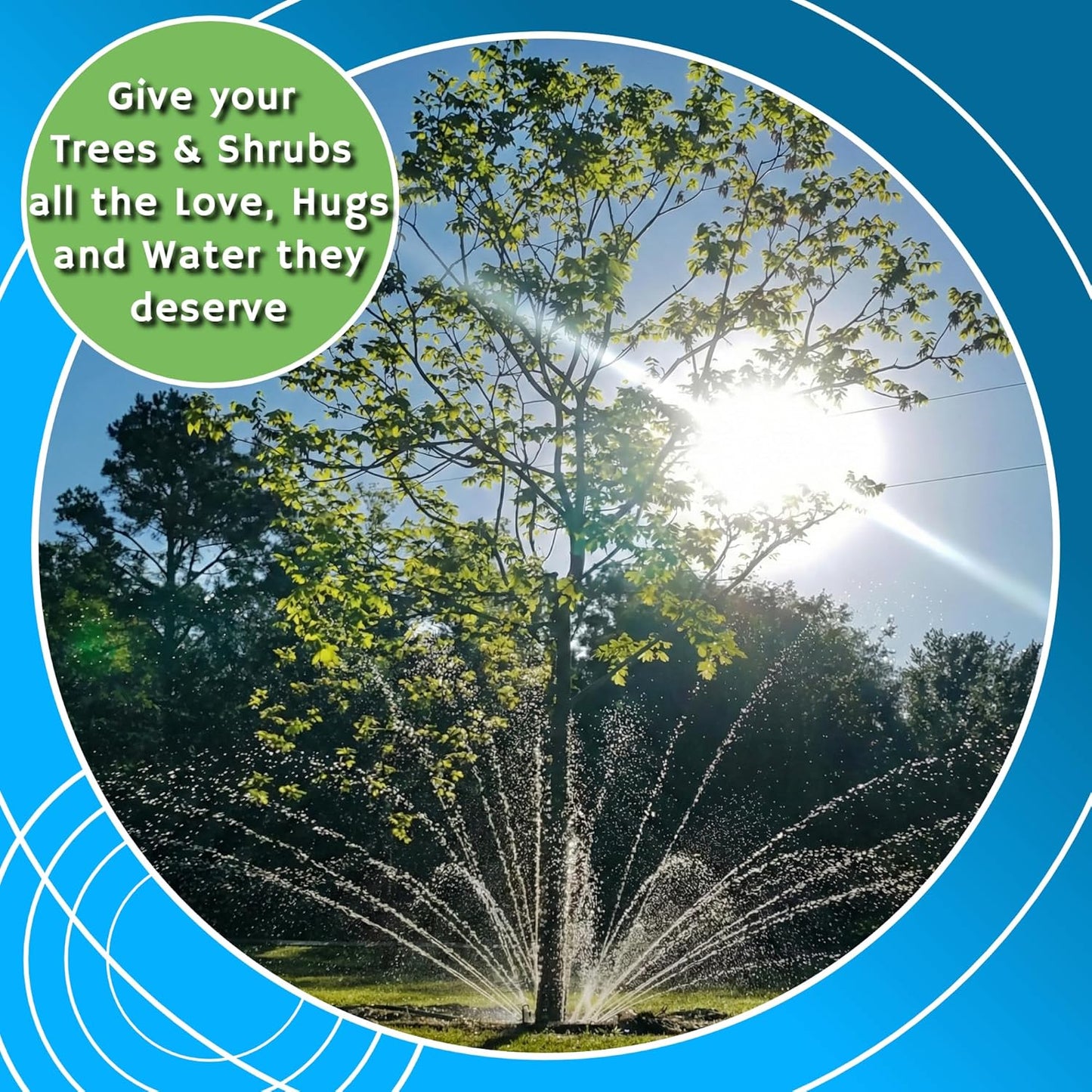 Tree Watering System - 360° Outward Spray Tree Watering Ring - Sprinkler Ring for Trees & Shrubs - Reaches The Nutrition Zone for Tree Root Watering (7 Inch)