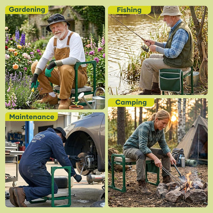 Saker Garden Kneeler and Seat Foldable Gardening Stool with Extendable Legs & Thickened Pad, Tool/Storage Bag, Heavy Duty 400lbs Support for Elderly, Gardening, Outdoor Use