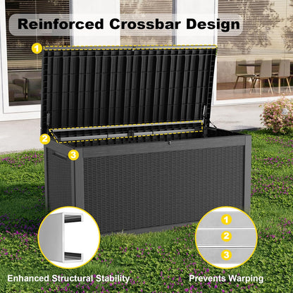 30 Gallon Outdoor Deck Box, Lockable Waterproof Outdoor Storage Boxes For Garden Tools,Indoor Cushions,Accessories Outside Storage Resin Weatherproof Container(Black)