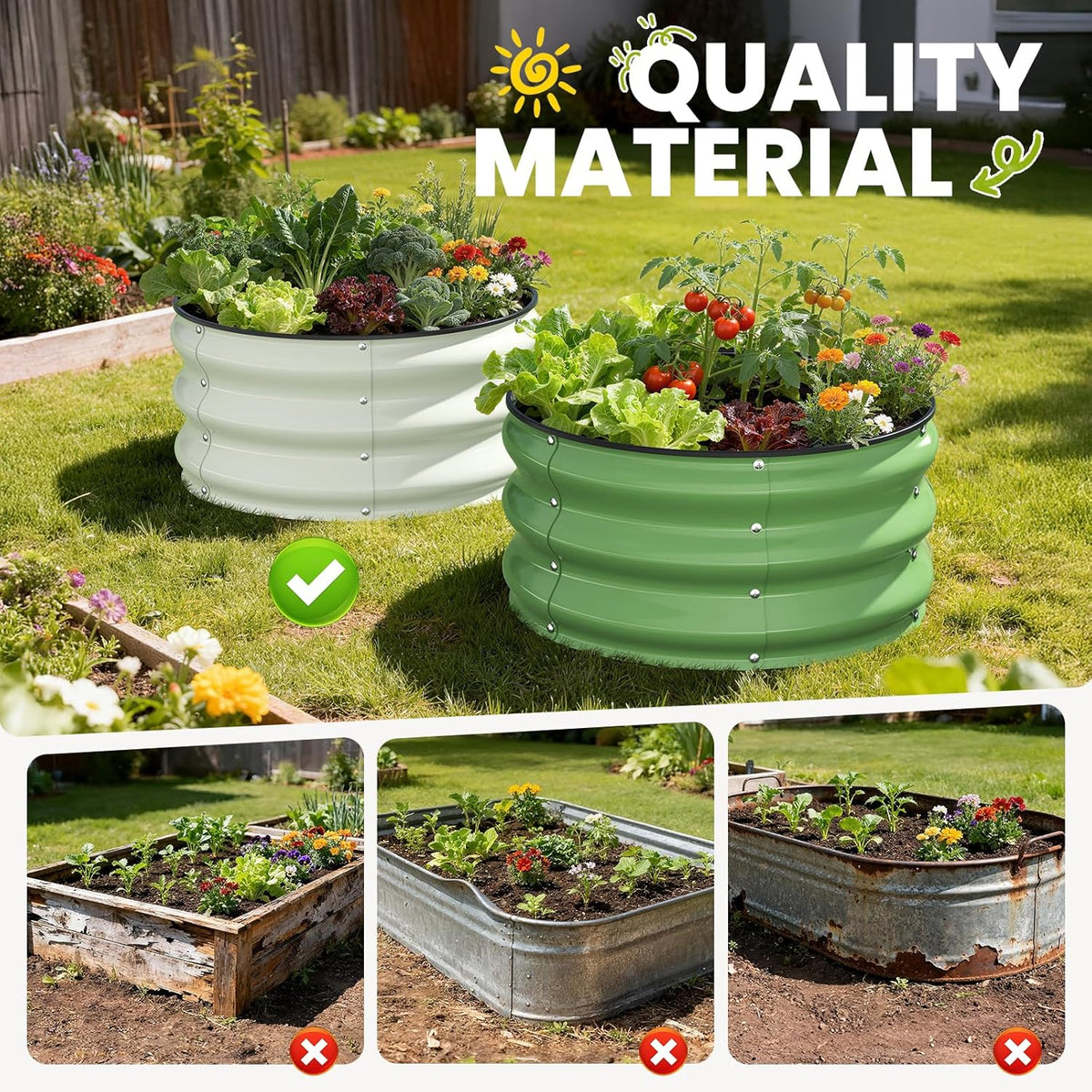 Pattiumo Galvanized Raised Garden Bed 4×4×1 FT, Round Metal Raised Garden Bed Outdoor Planter Box with Open Bottom, Rust-Resistant Steel Garden Bed for Vegetables Herbs Flowers, Easy Assembly