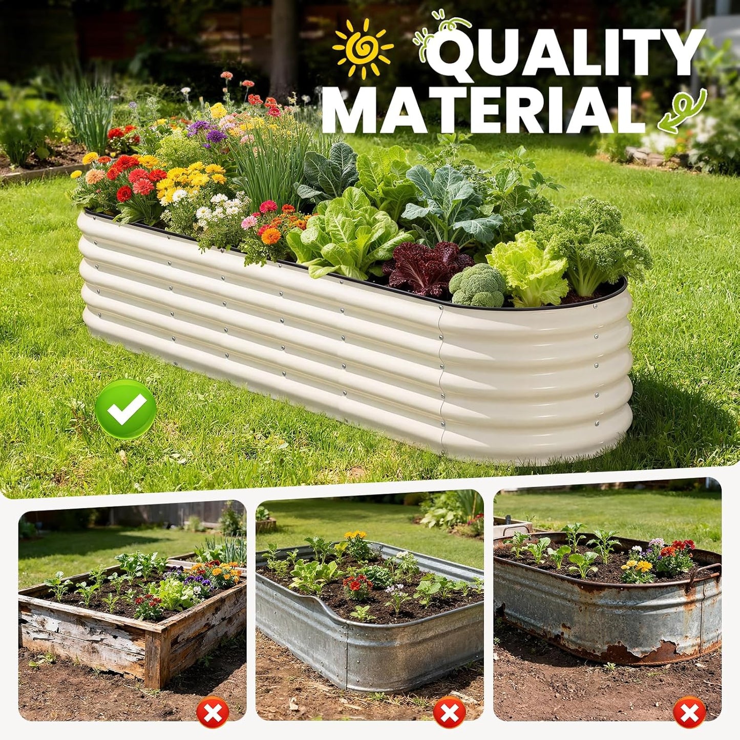 Pattiumo Galvanized Raised Garden Bed 4×4×1 FT, Round Metal Raised Garden Bed Outdoor Planter Box with Open Bottom, Rust-Resistant Steel Garden Bed for Vegetables Herbs Flowers, Easy Assembly