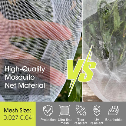 Fruit Tree Netting, RIFNY 3.9 X 3.3 FT Blueberry Bush Netting Cover with Zipper Drawstring, Outdoor Mosquito Net Garden Netting Cover Protector Plant from Birds Cicadas Animals Insect (4 PCS, White)