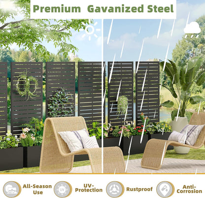 Casaphoria Metal Raised Garden Bed with Trellis and Wheels, 72"x47"x16" Planter Box for Climbing Plants, Vegetables & Vines, Features Drainage Holes and Privacy Screen (Black-Louver) - Colors D