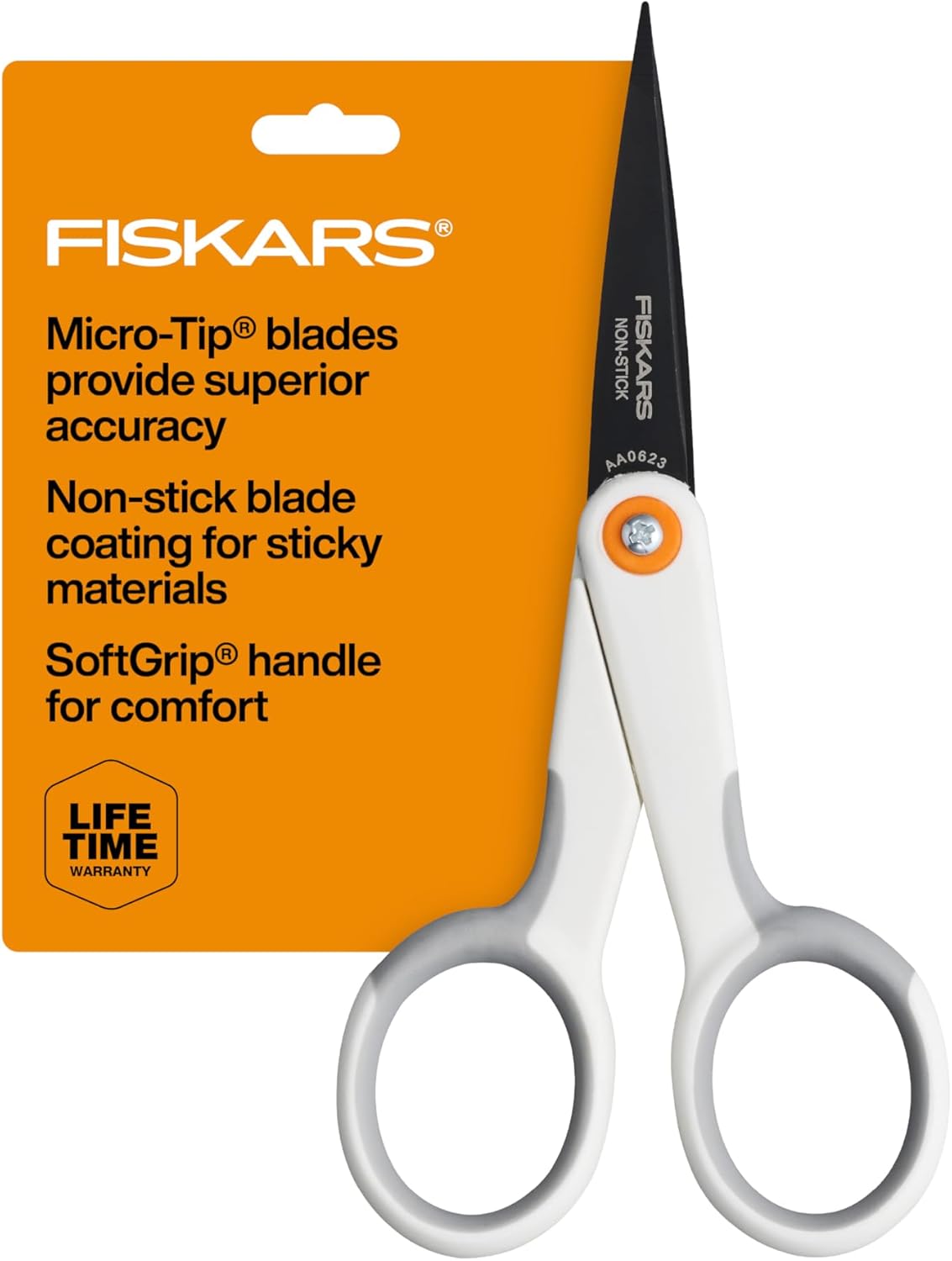 5" Non-Stick Micro-Tip Scissors for Sticky Materials, No. 5, White