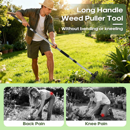 Weed Tool with Long Handle - 60" Manual Weeder Remover Tool, 2 in 1 Hand Weed Rake and Garden Hoe for Gardening, Heavy Duty Uprooting Weeding Pull for Yard, Lawn, Patio and Garden