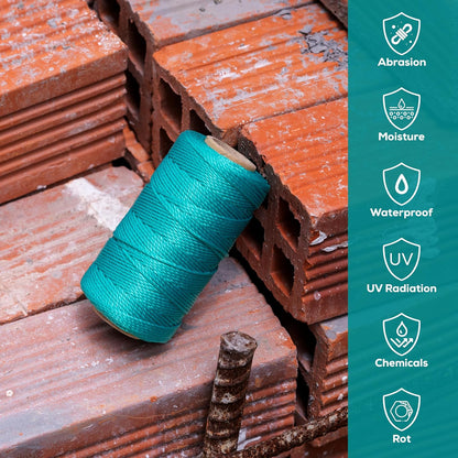 Mason Line String Reel 260FT, 390FT, 780FT, 1500FT, 2300FT, Durable Construction Twine for Laying Bricks, Blocks, Fences in Gardening, DIY & Landscaping Projects (Orange, 262 Ft)