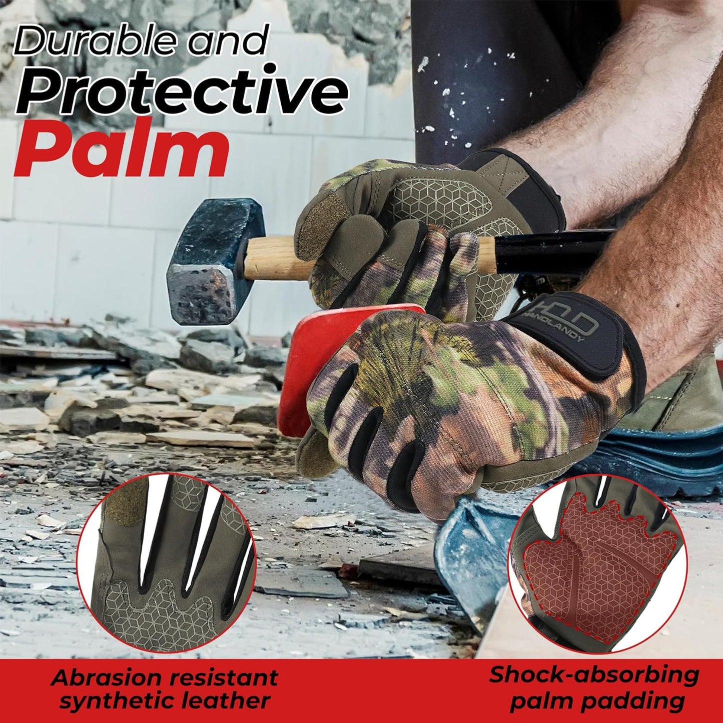 Work Gloves for Men & Women, Utility Mechanic Working Gloves Touch Screen, Flexible Gardening Gloves for Yard