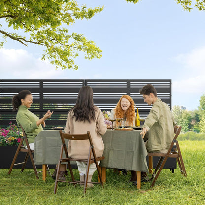 Casaphoria Metal Raised Garden Bed with Trellis and Wheels, 72"x47"x16" Planter Box for Climbing Plants, Vegetables & Vines, Features Drainage Holes and Privacy Screen (Black-Louver) - Colors A