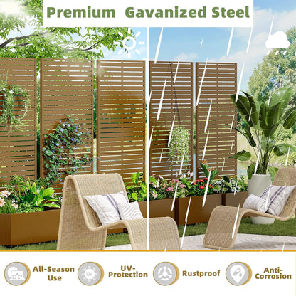 Casaphoria Metal Raised Garden Bed with Trellis and Wheels, 72"x47"x16" Planter Box for Climbing Plants, Vegetables & Vines, Features Drainage Holes and Privacy Screen (Black-Louver) - Colors C