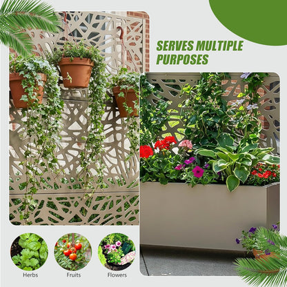 Casaphoria Metal Raised Garden Bed with Trellis and Wheels, 72"x47"x16" Planter Box for Climbing Plants, Vegetables & Vines, Features Drainage Holes and Privacy Screen (Black-Louver) - Colors A