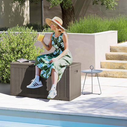 30 Gallon Resin Deck Box Waterproof Outdoor Storage Box for Patio Furniture Pool Accessories Indoor Storage for Cushion Garden Tools (30 Gallon, Black)