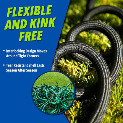 Hydrosteel 50 Ft Metal Garden Hose with Nozzle, Water Hose Made from Heavy Duty 304 Stainless Steel, Flexible, Lightweight, Crush Resistant Fittings, Non Kinking, 5/8” Diameter, 600 PSI
