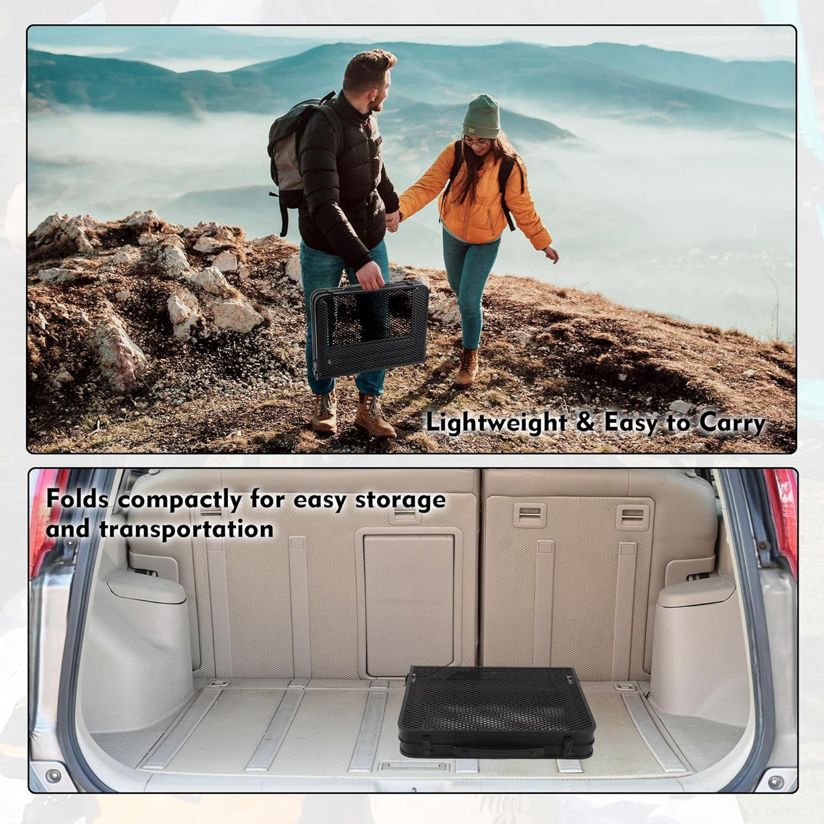 GREGIN Camping Table with Mesh Desktop, Lightweight & Portable Small Folding Grill Table, Height Adjustable Metal Outdoor Table for Camp, Cooking, BBQ, RV, Picnic-2 FT Black