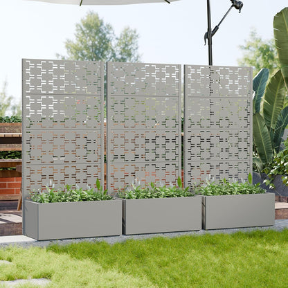 Casaphoria Metal Raised Garden Bed with Trellis and Wheels, 72"x47"x16" Planter Box for Climbing Plants, Vegetables & Vines, Features Drainage Holes and Privacy Screen (Black-Louver) - Colors C
