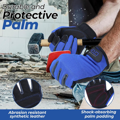 Work Gloves for Men & Women, Utility Mechanic Working Gloves Touch Screen, Flexible Gardening Gloves for Yard