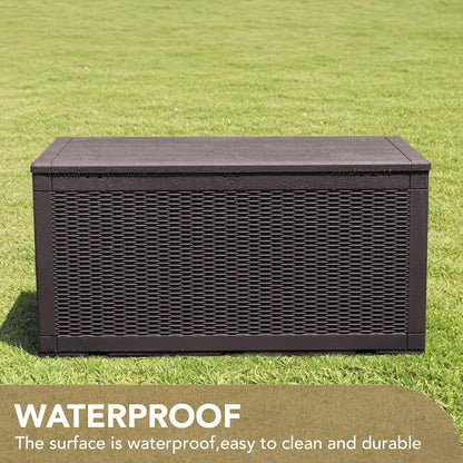Devoko 100 Gallon Waterproof Large Resin Deck Box Indoor Outdoor Lockable Storage Container for Patio Furniture Cushions Garden Tools (100 Gallon, Black)