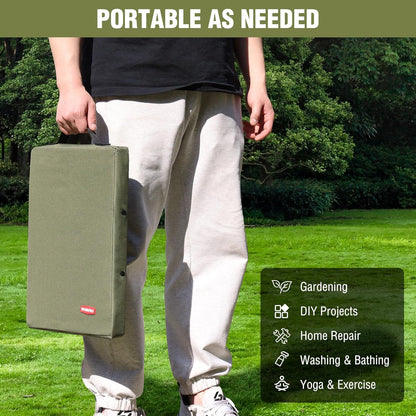 WORKPRO 17" Kneeling Pad with Removable Cover, Soft Pad Cushioning for Knee, Large Foam Kneeler Pad for Gardening, Daily Chores, Workout Supplies, Blue Floral Printing
