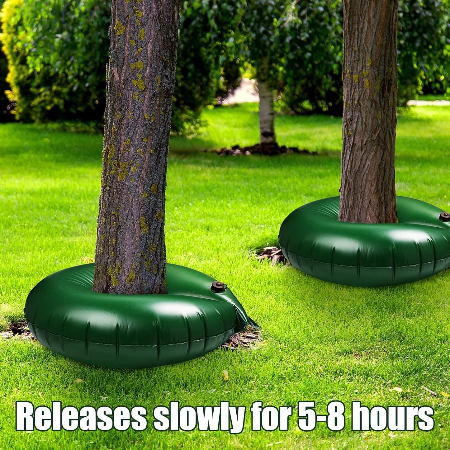 Foaincore 6 Pcs 10 Gallon Heavy Duty Tree Watering Ring PVC Drip Irrigation Deep Tree Root Watering Bag Round Trees Slow Release Water Pouch Planting Drip Irrigation Rings for Gardening Supply(Green)