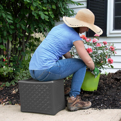 Simplay3 Handy Home 3-Level Heavy Duty Work/Garden Seat - 12" x 15" x 9" - Gray, Made in USA