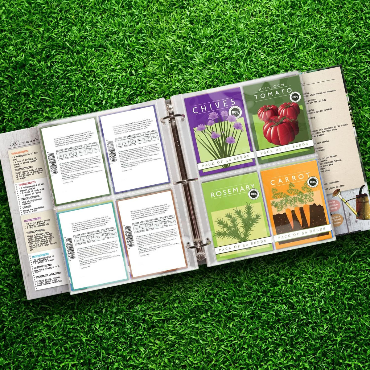 100 Pockets Seed Storage Organizer Sleeves (25 Pack) Slot Size 3.5x5, 4 Pocket Garden Seed Organizer, Clear Sleeves for Seed Packet Storage, Seed Keeper, Seed Organizer Binder