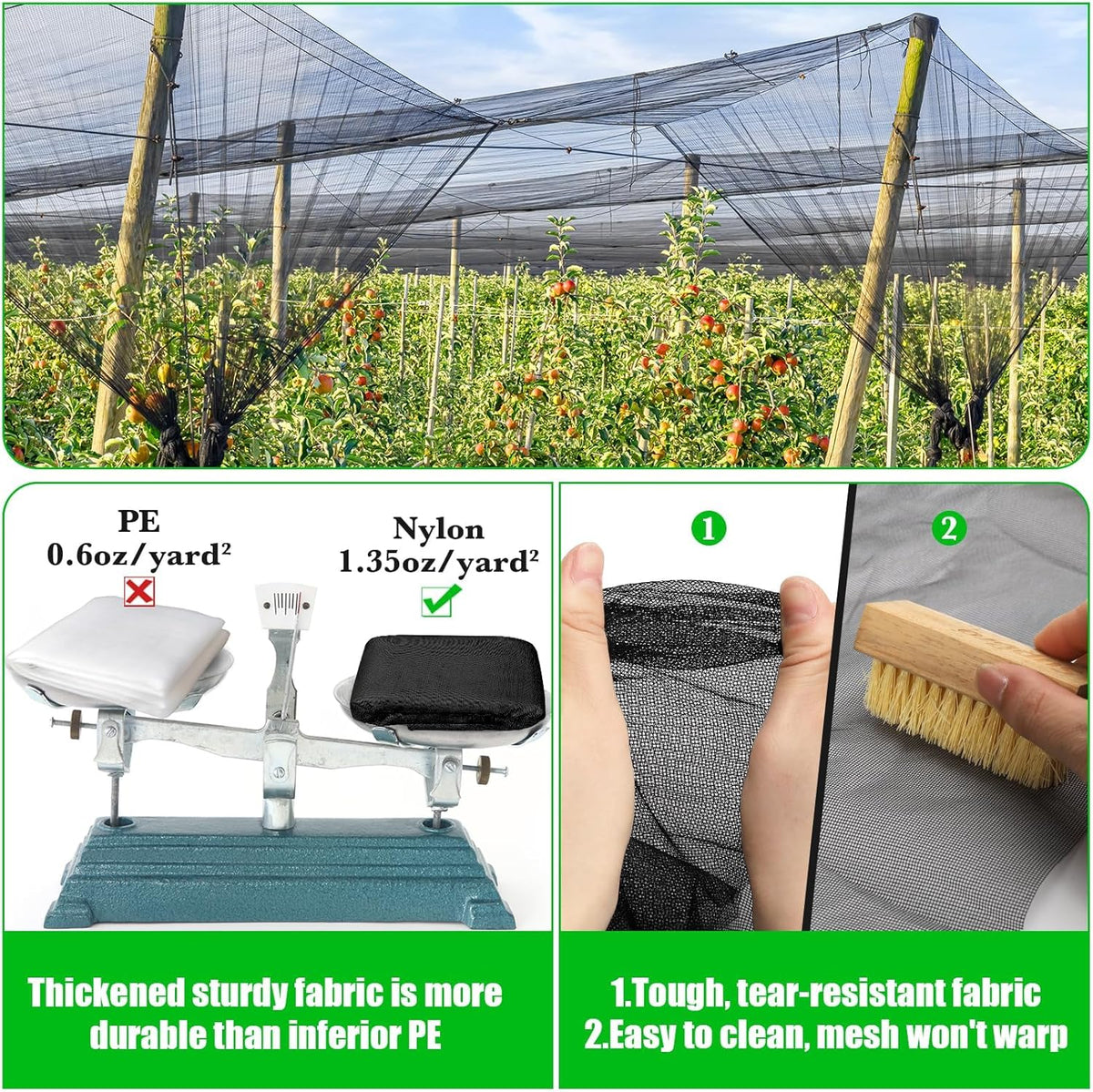 Heavy-Duty Garden Mesh Netting 9.8 x 16.4ft – Upgraded Strong Plant Protection Screen, Reusable Pest & Bird Barrier, Breathable Shade Mesh Cover for Vegetables, Fruits & Flower Beds