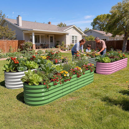 Pattiumo Galvanized Raised Garden Bed 4×4×1 FT, Round Metal Raised Garden Bed Outdoor Planter Box with Open Bottom, Rust-Resistant Steel Garden Bed for Vegetables Herbs Flowers, Easy Assembly