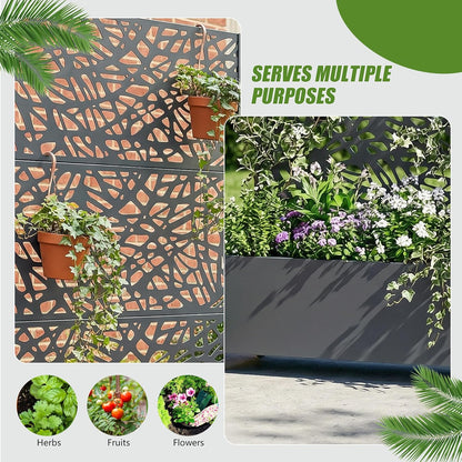 Casaphoria Metal Raised Garden Bed with Trellis and Wheels, 72"x47"x16" Planter Box for Climbing Plants, Vegetables & Vines, Features Drainage Holes and Privacy Screen (Black-Louver) - Colors D