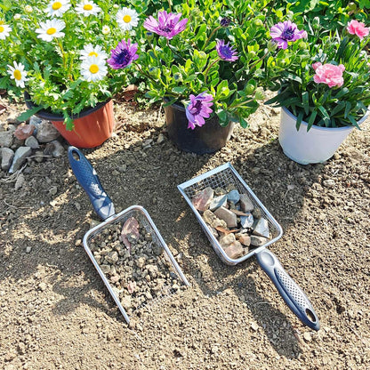 Gardening Soil Sifter Pack of 2 - Garden Sand Soil Compost Sifter with Handle - Two Garden Sifters (3.8mm and 5mm Mesh),Ideal for Sand, Rocks, Dirt, Compost - Perfect for Gardening