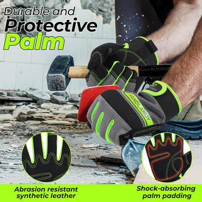 Work Gloves for Men & Women, Utility Mechanic Working Gloves Touch Screen, Flexible Gardening Gloves for Yard
