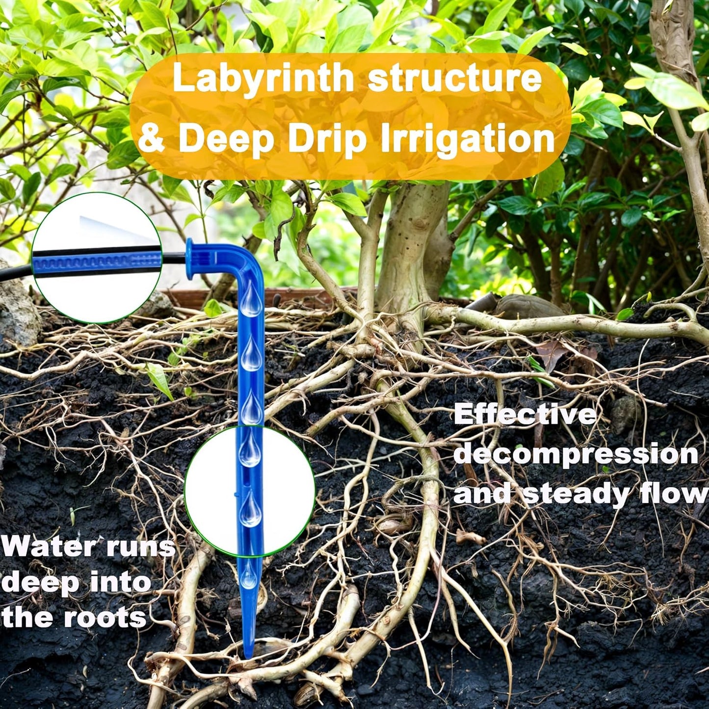 RISINGUP Solar Drip Irrigation System with Timer, Programmable Smart Watering with 2200mAh Battery, Automatic Plants Watering System for 30 Potted Plants Outdoor Garden, Patio, Balcony, Greenhouse