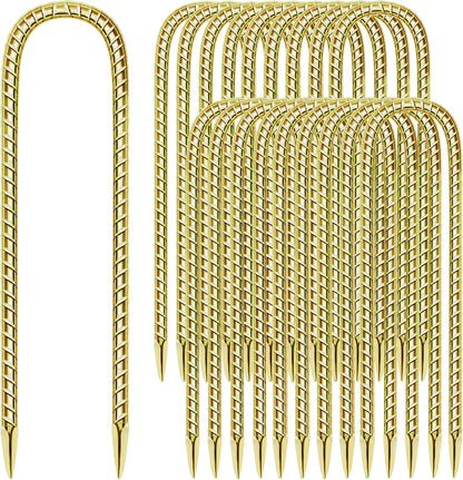 11 Pack Ground Garden Rebar Stakes Rebar 12 Inch Anti-Rust Galvanized Steel U Shape Hook Heavy Duty Ground Anchors for Tents, Position Kits,Fences, and Trampolines Landscape Fabric