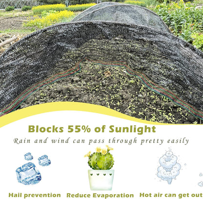 55% Shade Cloth for Garden, Sunblock Mesh UV Resistant Net for Vegetables Flowers Greenhouse Raised Bed, Plant Shade Cover from Sun, Black (6.5X10 FT) - Colors B
