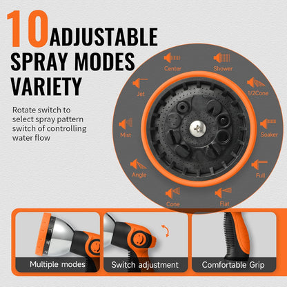 Retractable Garden Hose Reel 5/8 inch x 100 ft,Wall Mounted Heavy Duty Garden Hose Reel with 180°Swivel Bracket,Upgraded 10 Pattern Nozzle/Slow Return System(Black)