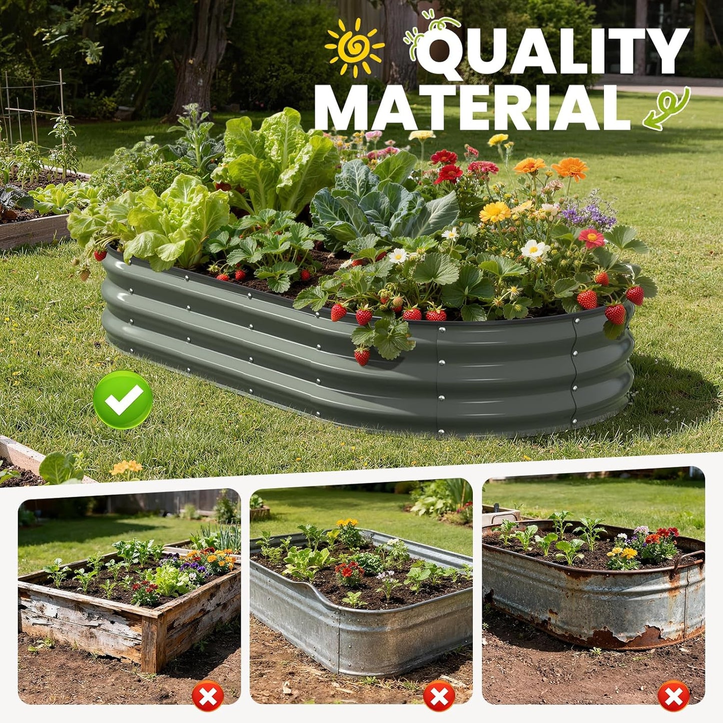 Pattiumo Galvanized Raised Garden Bed 4×4×1 FT, Round Metal Raised Garden Bed Outdoor Planter Box with Open Bottom, Rust-Resistant Steel Garden Bed for Vegetables Herbs Flowers, Easy Assembly