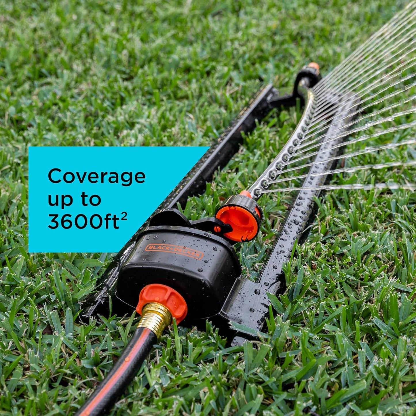 Black + Decker® 3,600 Sq Ft Metal Oscillating Sprinkler – Durable, Adjustable, Even-Coverage Watering BD3435