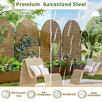 Casaphoria Metal Raised Garden Bed with Trellis and Wheels, 72"x47"x16" Planter Box for Climbing Plants, Vegetables & Vines, Features Drainage Holes and Privacy Screen (Black-Louver) - Colors D