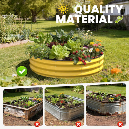 Pattiumo Galvanized Raised Garden Bed 4×4×1 FT, Round Metal Raised Garden Bed Outdoor Planter Box with Open Bottom, Rust-Resistant Steel Garden Bed for Vegetables Herbs Flowers, Easy Assembly
