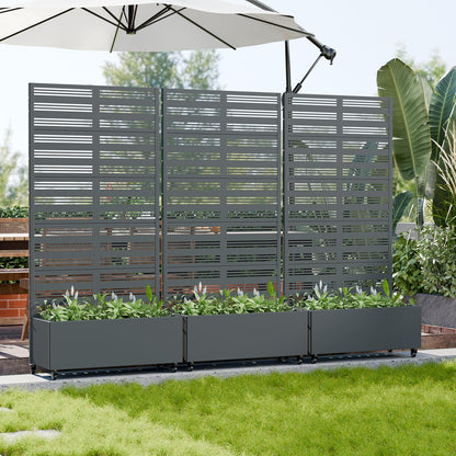 Casaphoria Metal Raised Garden Bed with Trellis and Wheels, 72"x47"x16" Planter Box for Climbing Plants, Vegetables & Vines, Features Drainage Holes and Privacy Screen (Black-Louver) - Colors C