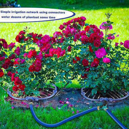 2Pcs 360° Tree Water System Tree Watering Ring 13 Inch Circle Sprinkler and Irrigation System Targeted Water with Y Hose Splitter for New Tree Outdoor Plants Raised Garden Beds Shrubs (Green, Small)